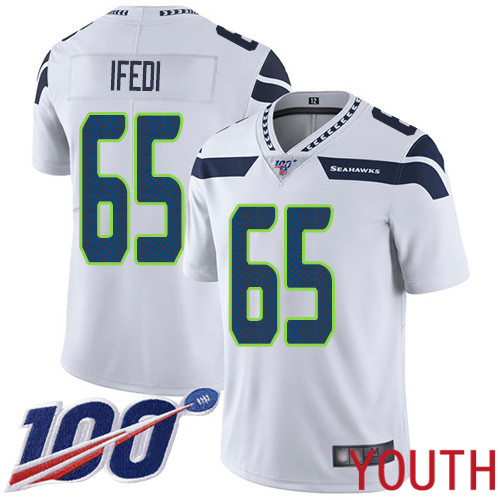 Seattle Seahawks Limited White Youth Germain Ifedi Road Jersey NFL Football #65 100th Season Vapor Untouchable